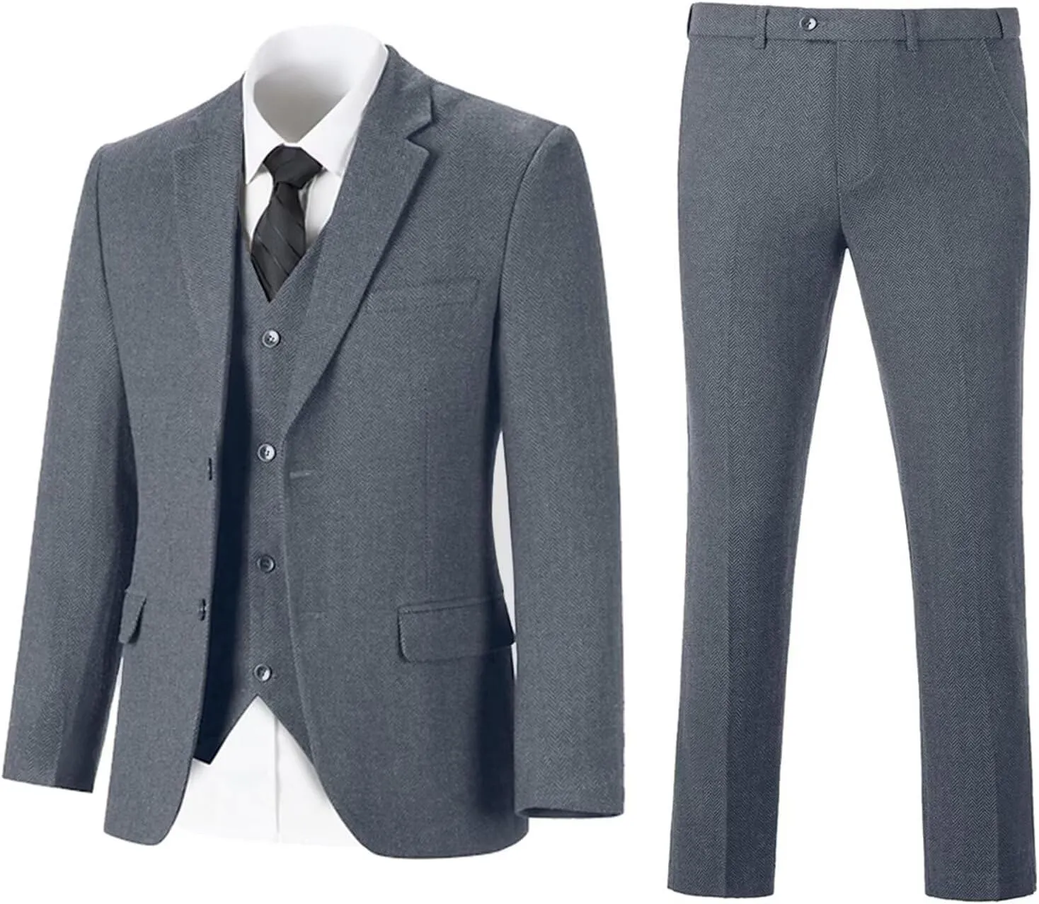 Tweed Herringbone Boys Suit 3 Piece Spring Retro Formal Suits for Boy Wool Blend Blazer Vest Pants Wedding Tuxedo Set