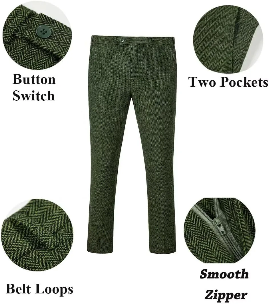 Tweed Herringbone Boys Suit 3 Piece Spring Retro Formal Suits for Boy Wool Blend Blazer Vest Pants Wedding Tuxedo Set