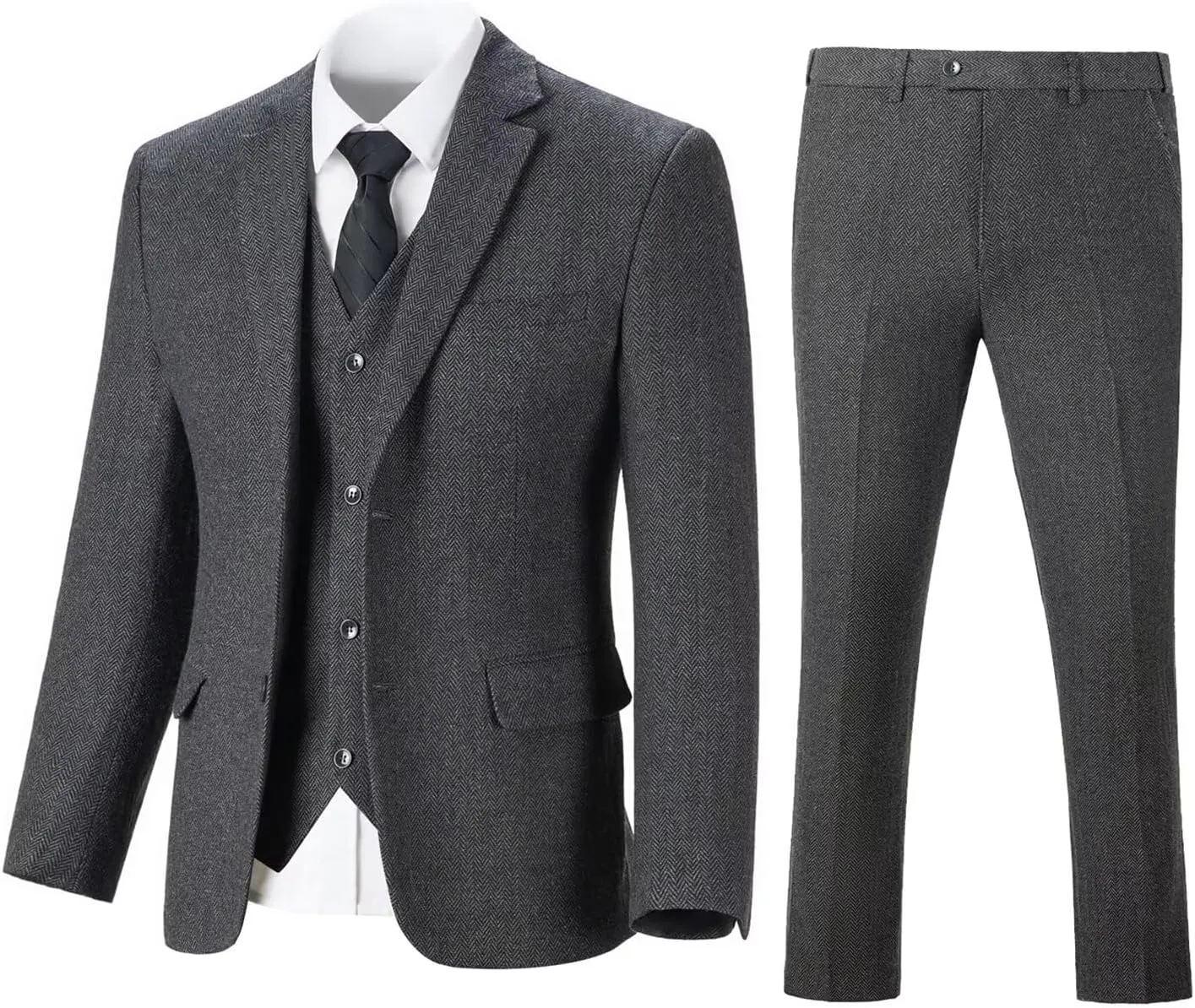 Tweed Herringbone Boys Suit 3 Piece Spring Retro Formal Suits for Boy Wool Blend Blazer Vest Pants Wedding Tuxedo Set