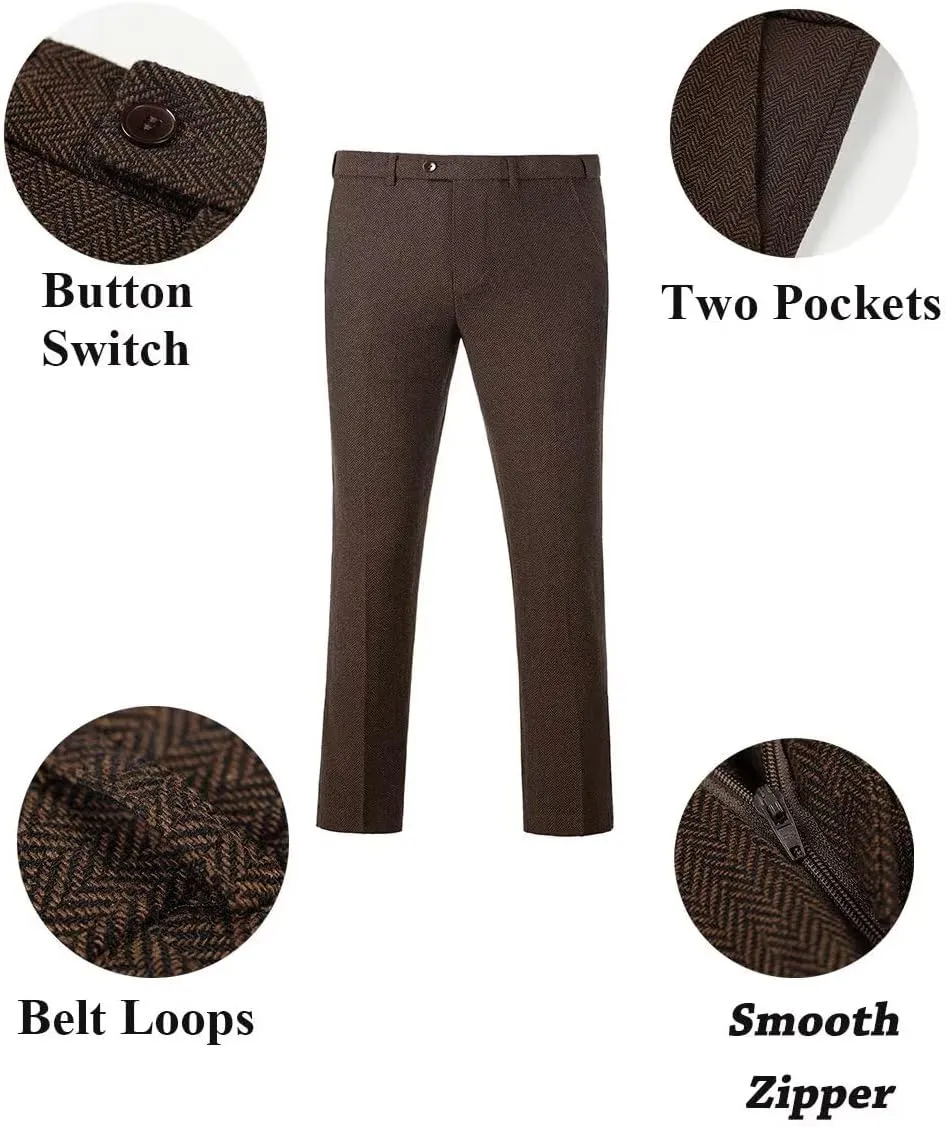 Tweed Herringbone Boys Suit 3 Piece Spring Retro Formal Suits for Boy Wool Blend Blazer Vest Pants Wedding Tuxedo Set