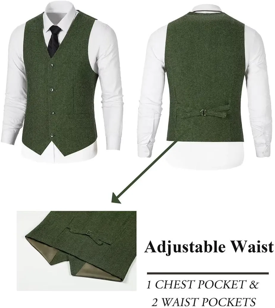 Tweed Herringbone Boys Suit 3 Piece Spring Retro Formal Suits for Boy Wool Blend Blazer Vest Pants Wedding Tuxedo Set