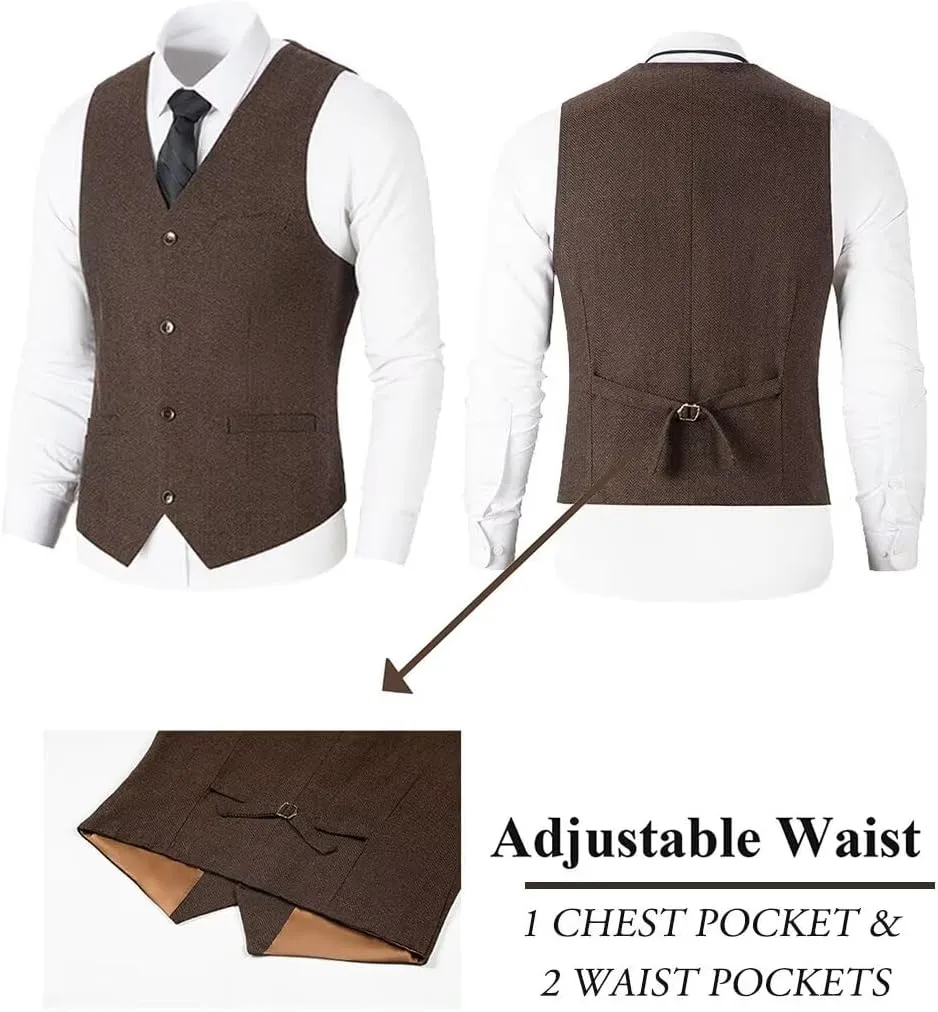 Tweed Herringbone Boys Suit 3 Piece Spring Retro Formal Suits for Boy Wool Blend Blazer Vest Pants Wedding Tuxedo Set