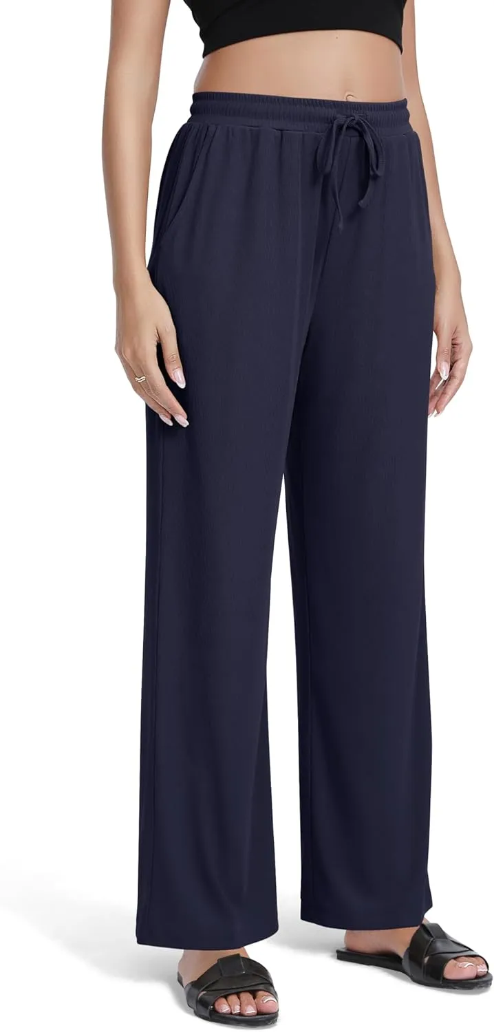 Urban CoCo Women's Wide Leg Palazzo Pants Elastic High Waist Casual Trousers Lightweight Summer Lounge Pants