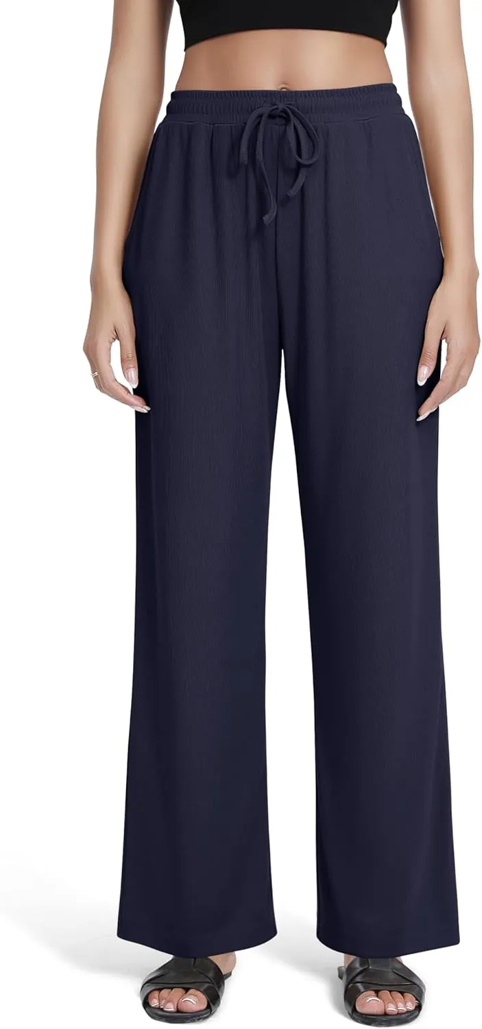 Urban CoCo Women's Wide Leg Palazzo Pants Elastic High Waist Casual Trousers Lightweight Summer Lounge Pants
