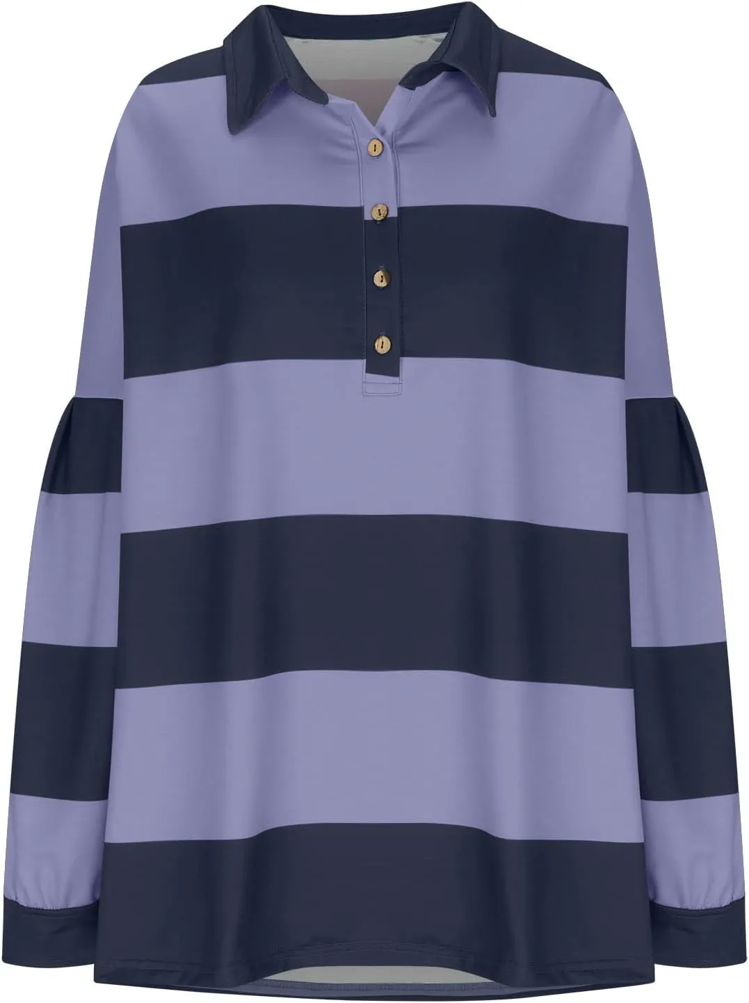 utcoco Oversized Sweatshirt for Women Striped Color Block Button Up Long Sleeve Shirts Hoodies Preppy Y2K Tops