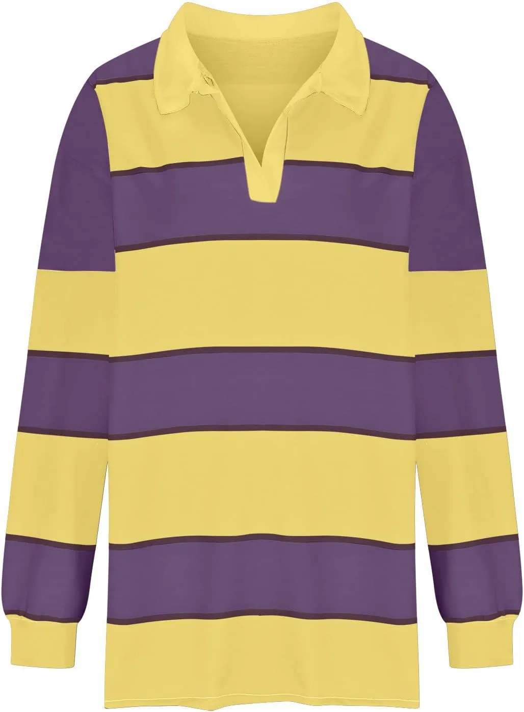 utcoco Oversized Sweatshirt for Women Striped V Neck Long Sleeve Shirts Hoodies Color Block Preppy Y2K Tops