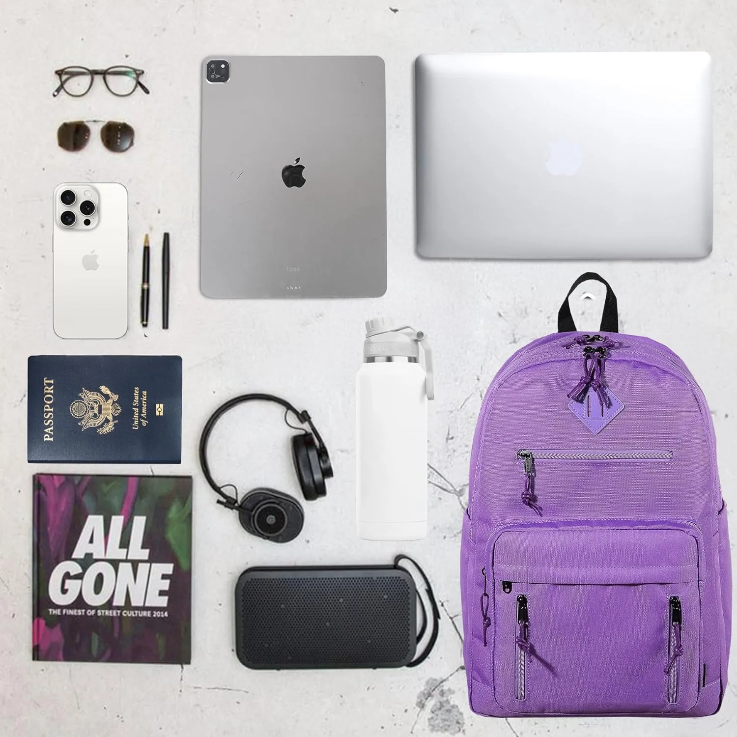 VASCHY School Backpack,Lightweight Water Resistant Daypack Bookbag for High School Teen Girl/College/Work/Women Purple