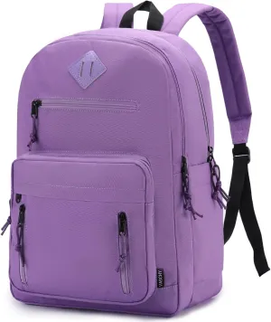 VASCHY School Backpack,Lightweight Water Resistant Daypack Bookbag for High School Teen Girl/College/Work/Women Purple