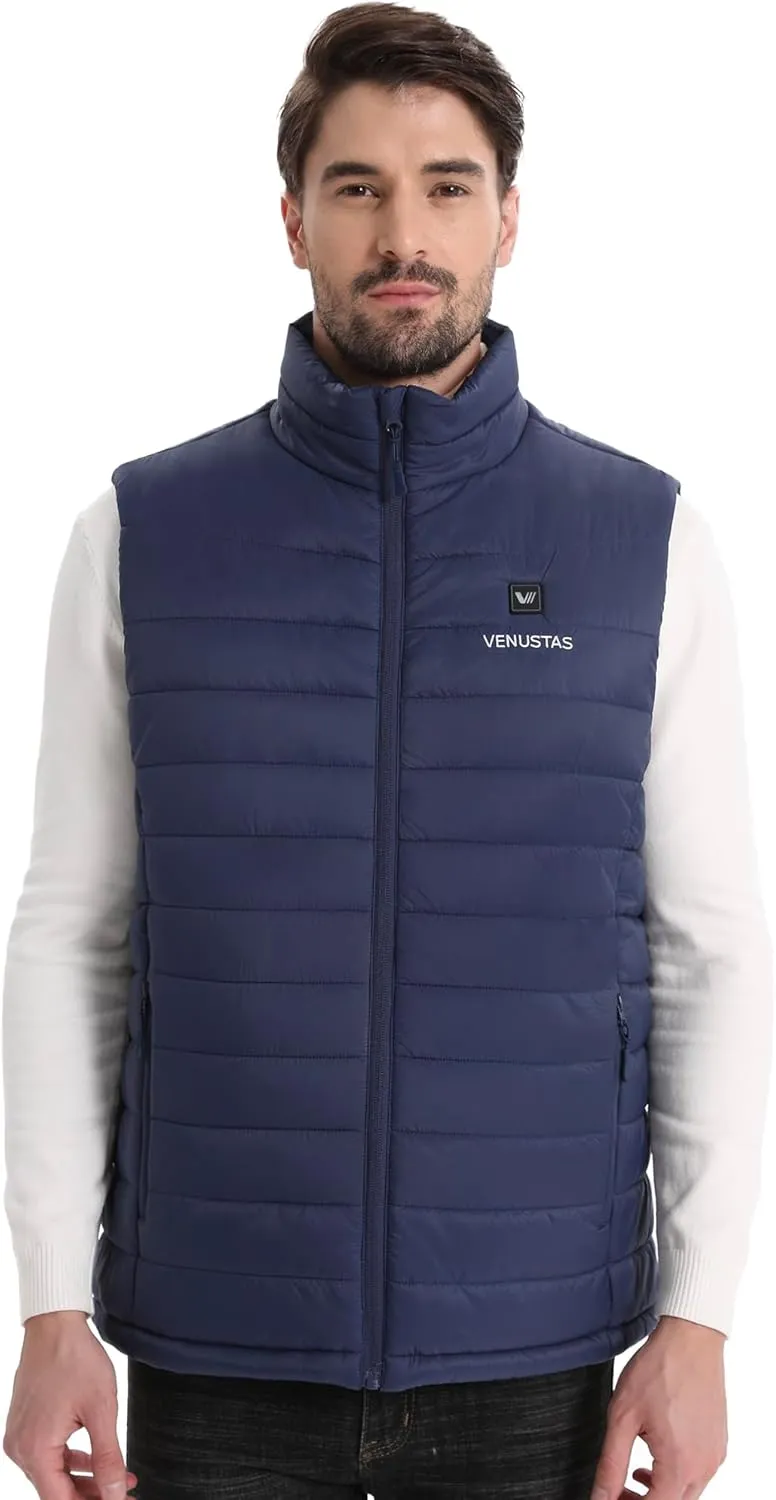 Venustas Men's Heated Vest with Battery, Up to 20 Hours of Warmth, Winter Quilted Vest for Outdoor