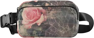 Vintage Rose Web Fanny Pack Water Resistant Waist Pack Sling Bag Purse for Women Men Travel Hiking
