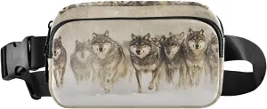 Vintage Wolf Pack Fanny Pack Water Resistant Waist Pack Sling Bag Purse for Women Men Travel Hiking