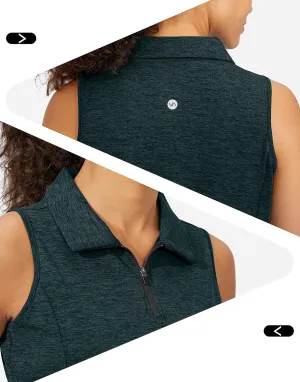 Viodia Women's Sleeveless Golf Shirt with Zip Up Tennis Quick Dry Tank Tops Polo Shirts for Women Golf Apparel Clothes