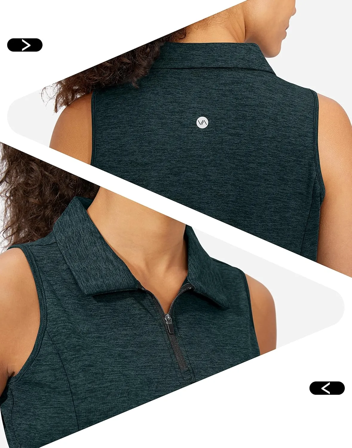 Viodia Women's Sleeveless Golf Shirt with Zip Up Tennis Quick Dry Tank Tops Polo Shirts for Women Golf Apparel Clothes