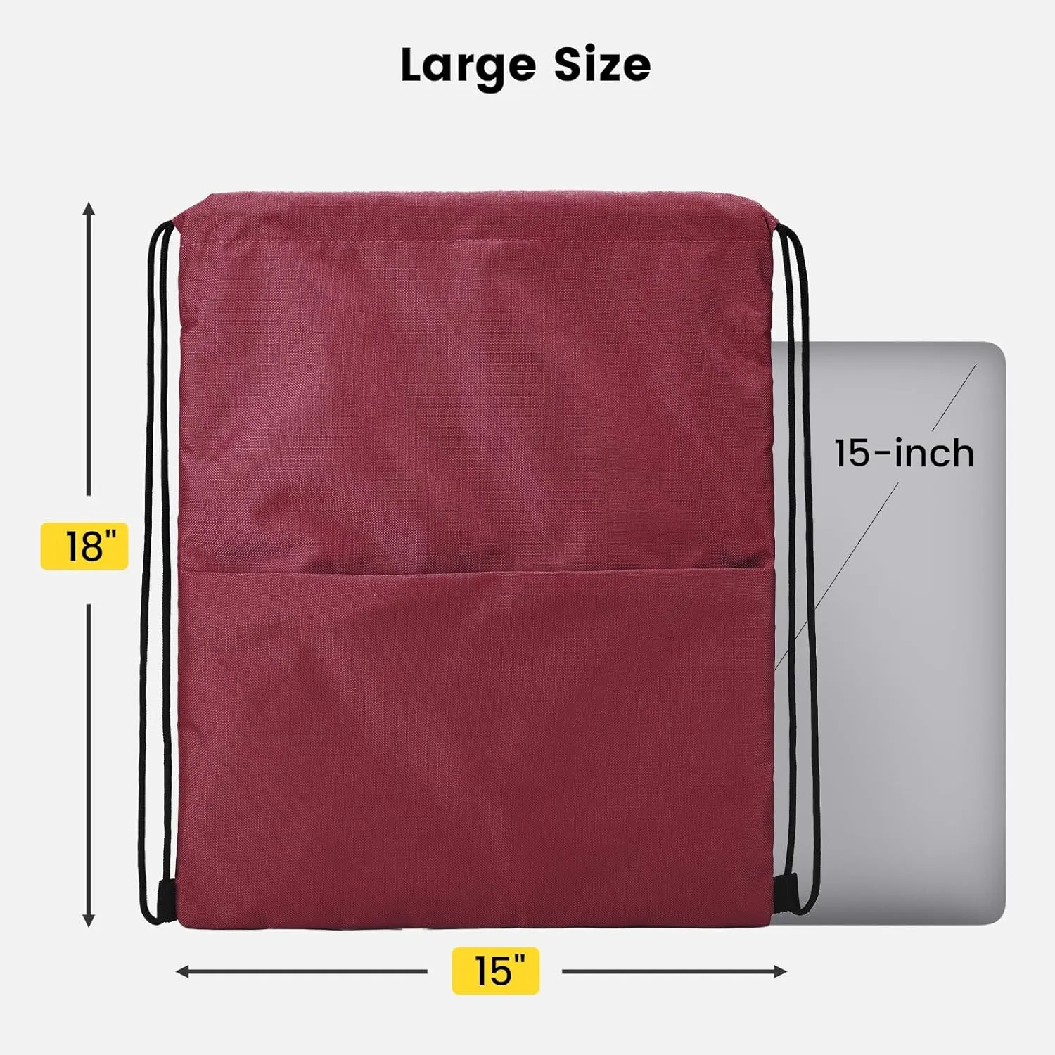 Vorspack Drawstring Backpack Water Resistant String Bag Sports Sackpack Gym Sack with Side Pocket for Men Women