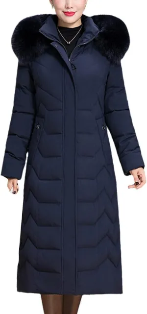 Warm Winter Jacket Ladies Long Parka Coat With Hooded Fur Collar Slim Padded Down Cotton Jacket Winter Jacket
