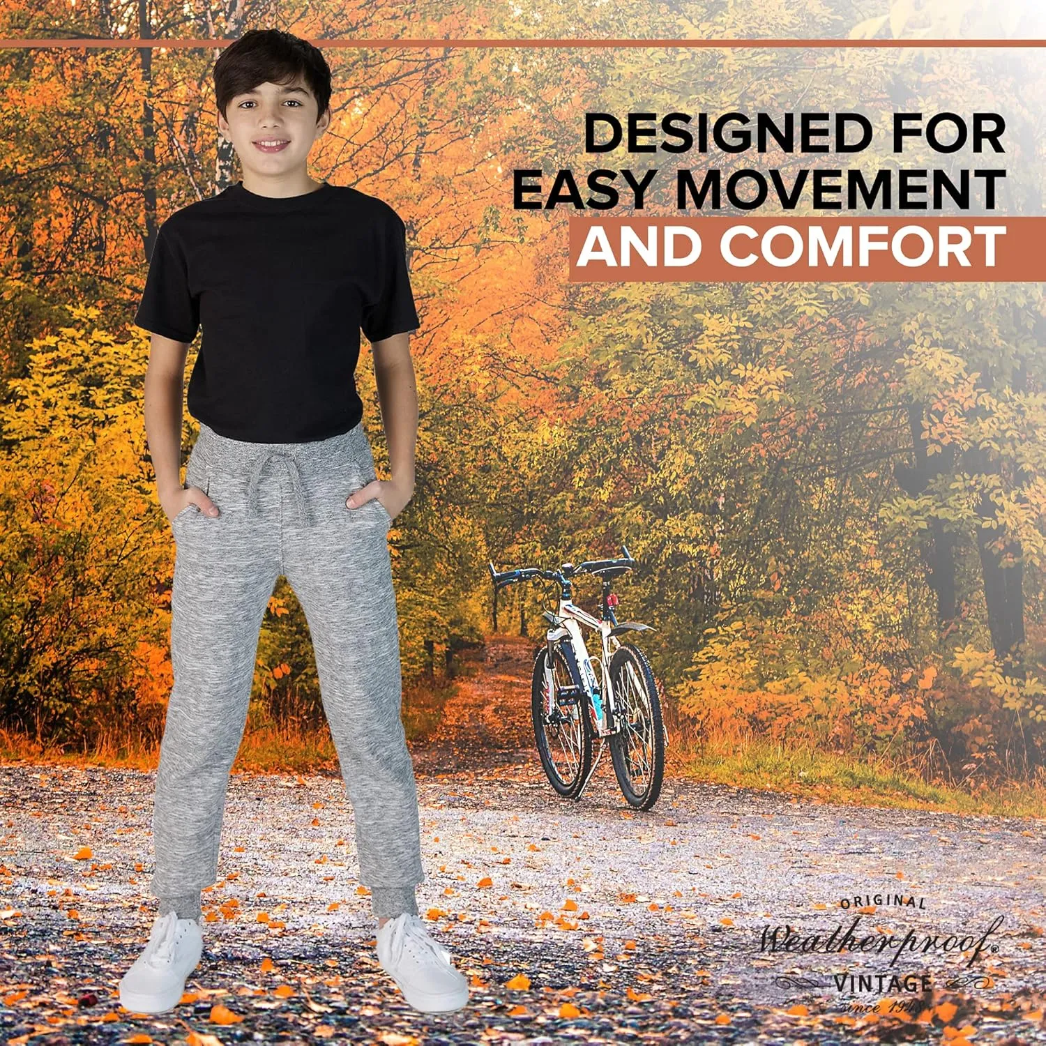 Weatherproof Vintage Boys Athletic Sweatpants - 4 Pack Athletic Basic Fleece Jogger Track Pants for Boys (4-20)