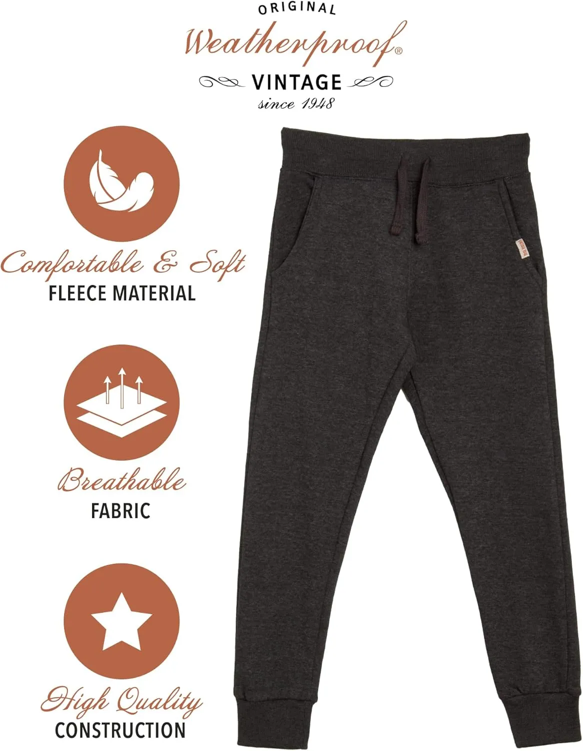 Weatherproof Vintage Boys Athletic Sweatpants - 4 Pack Athletic Basic Fleece Jogger Track Pants for Boys (4-20)