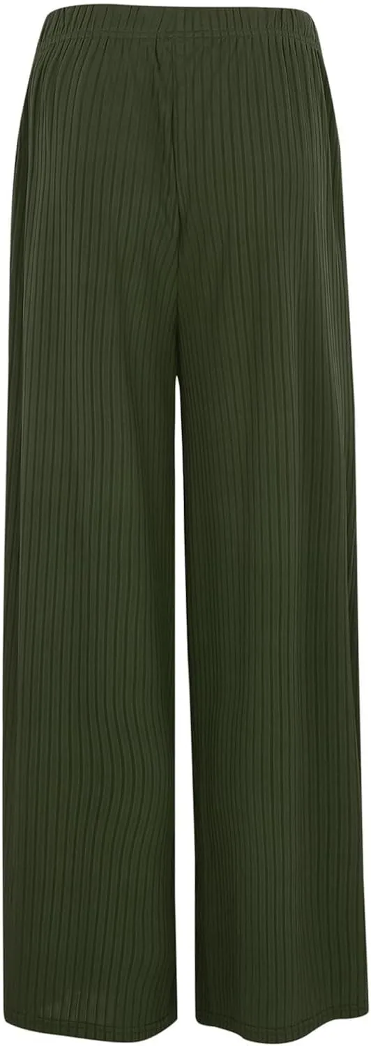 Wide Leg Pants for Women High Waisted Palazzo Pants Work Casual Flowy Trousers Summer Plus Size Beach Linen Pants