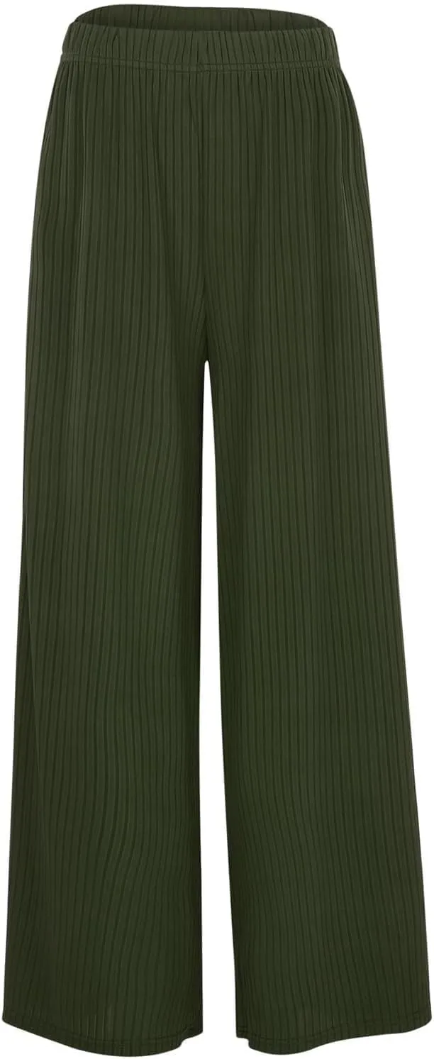 Wide Leg Pants for Women High Waisted Palazzo Pants Work Casual Flowy Trousers Summer Plus Size Beach Linen Pants