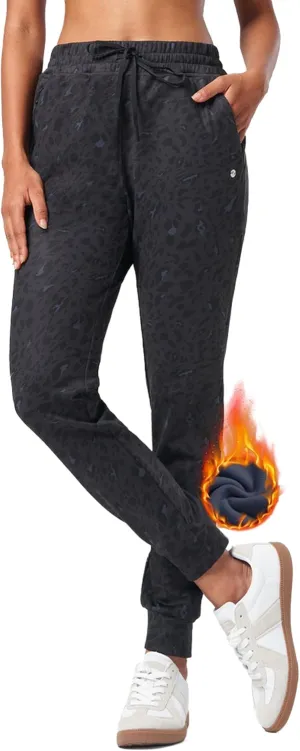 Willit Women's Fleece Lined Joggers Warm Pants Running Thermal Sweatpants Winter Athletic Hiking Water Resistant with Pockets