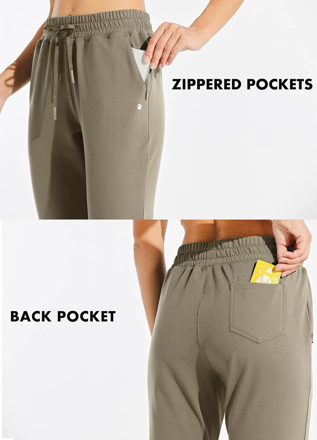 Willit Women's Fleece Lined Joggers Warm Pants Running Thermal Sweatpants Winter Athletic Hiking Water Resistant with Pockets