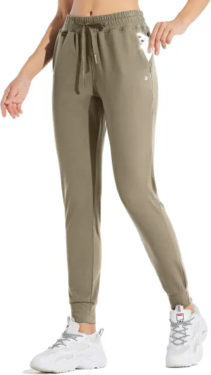 Willit Women's Fleece Lined Joggers Warm Pants Running Thermal Sweatpants Winter Athletic Hiking Water Resistant with Pockets