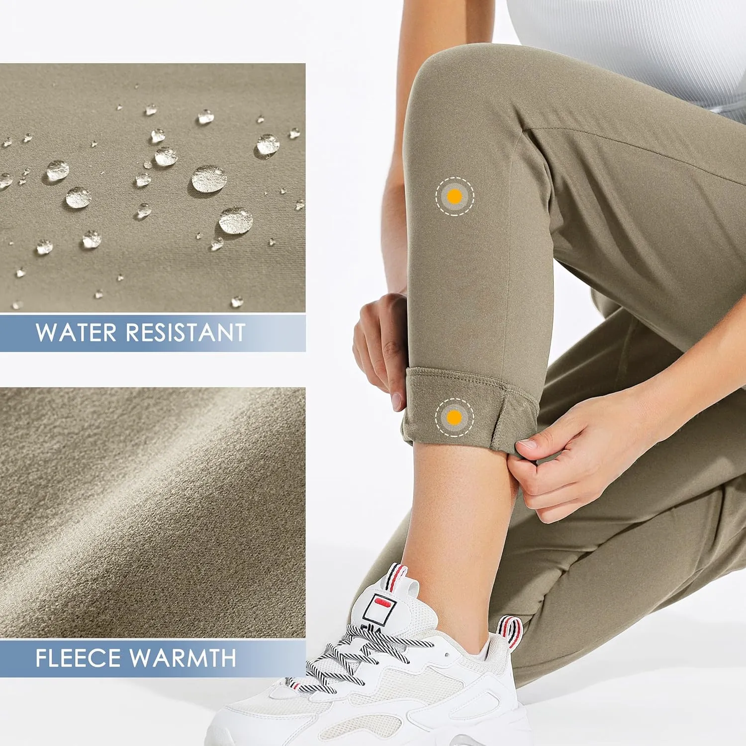 Willit Women's Fleece Lined Joggers Warm Pants Running Thermal Sweatpants Winter Athletic Hiking Water Resistant with Pockets