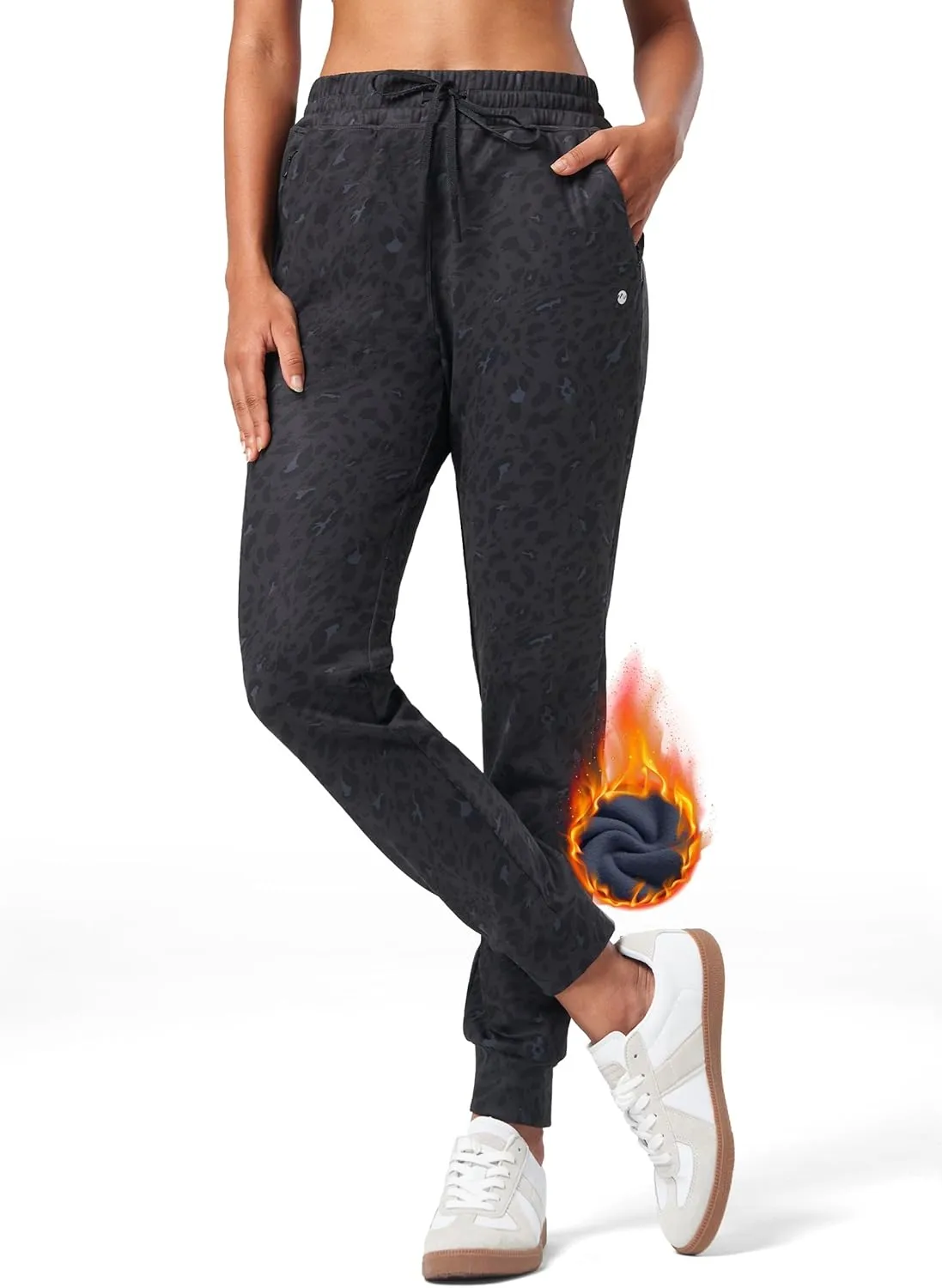 Willit Women's Fleece Lined Joggers Warm Pants Running Thermal Sweatpants Winter Athletic Hiking Water Resistant with Pockets