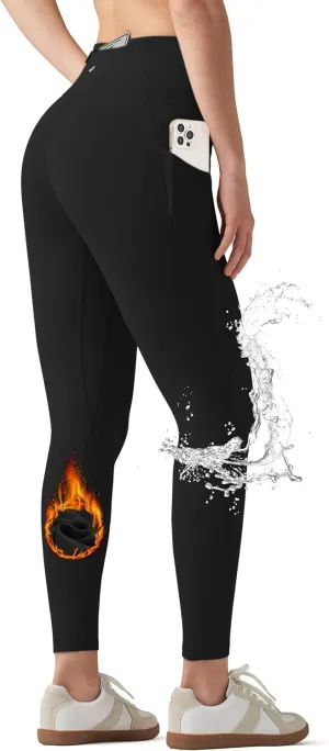 Willit Women's Fleece Lined Leggings Water Resistant Winter Pants Thermal High Waisted Yoga Hiking Running Tights Pockets