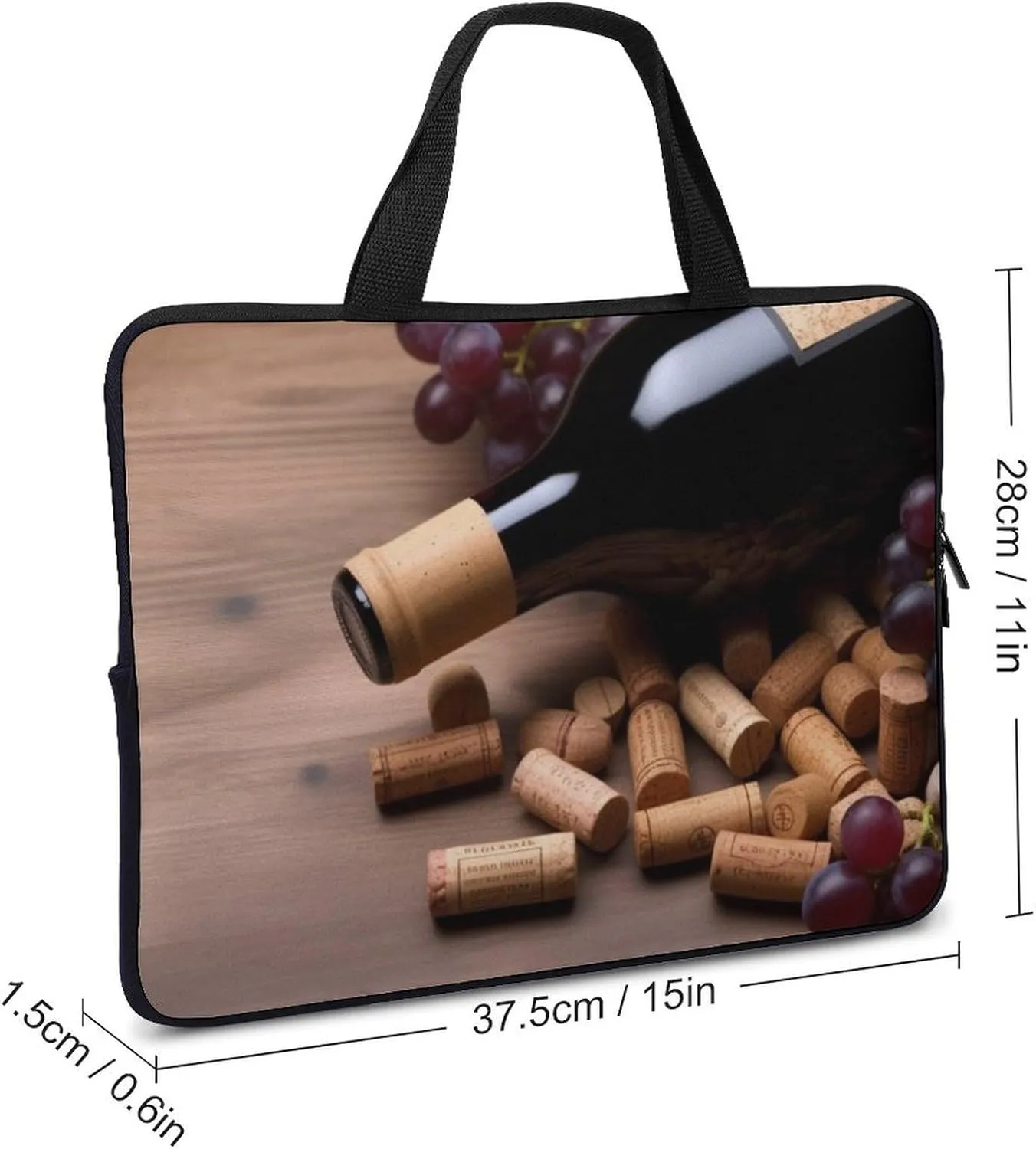Wine Bottle Corks Grapes Laptop Bag Durable Laptop Sleeve Water-Resistant Notebook Bag for Computer Or Tablet