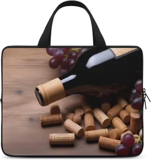 Wine Bottle Corks Grapes Laptop Bag Durable Laptop Sleeve Water-Resistant Notebook Bag for Computer Or Tablet