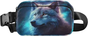 Wolf Galaxy Fanny Pack for Travel Hiking Water Resistant Waist Pack Sling Bag Purse for Women Men