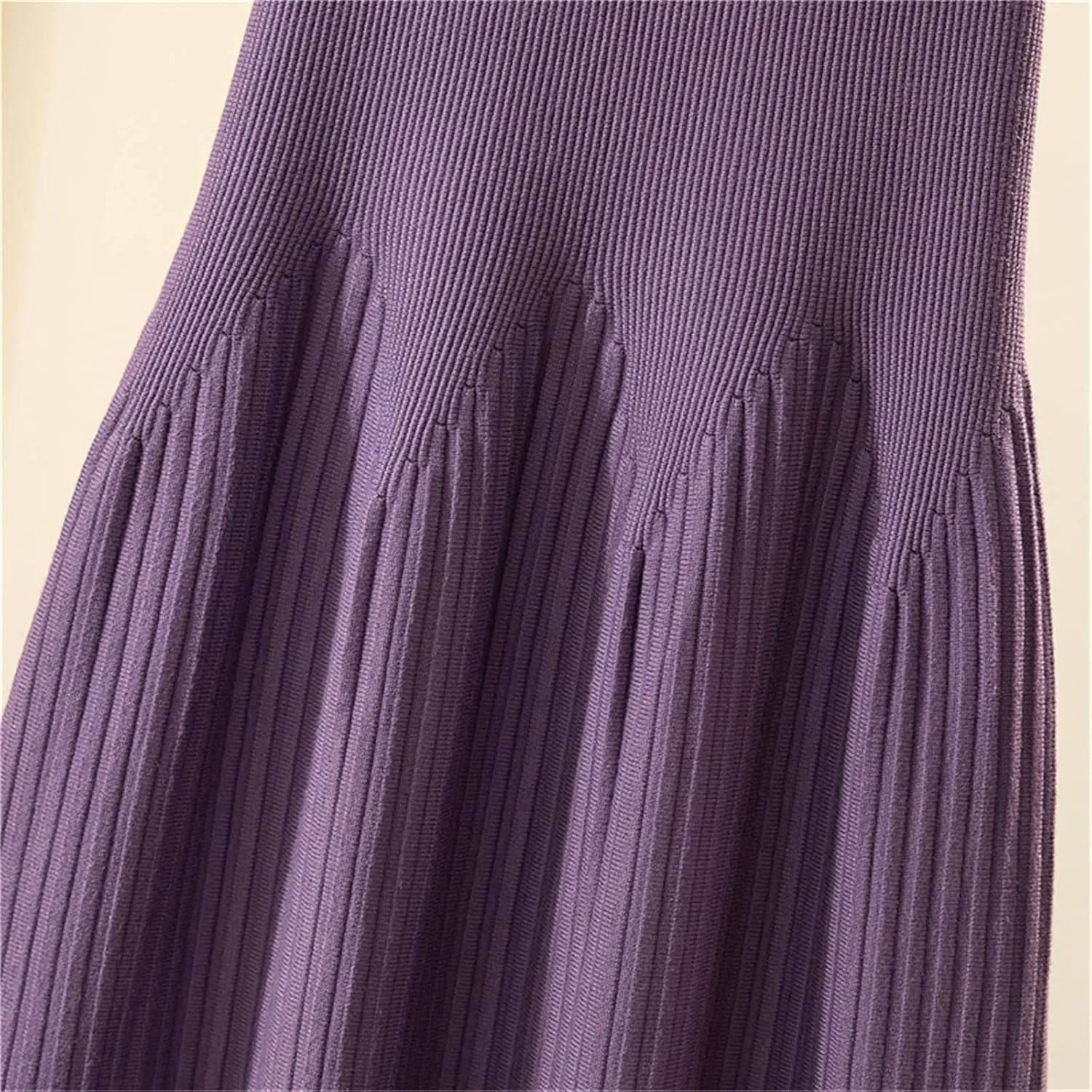 Women Autumn Winter Knitted Skirt Casual Solid All-Match A Line High Waist Pleated Midi Long Skirt