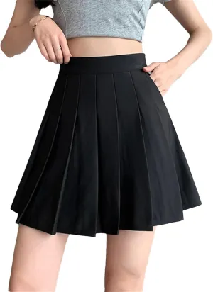 Women Elastic High Waist Pleated Skirt Summer Casual A-Line Mini Skirts Versatile Party Skirts
