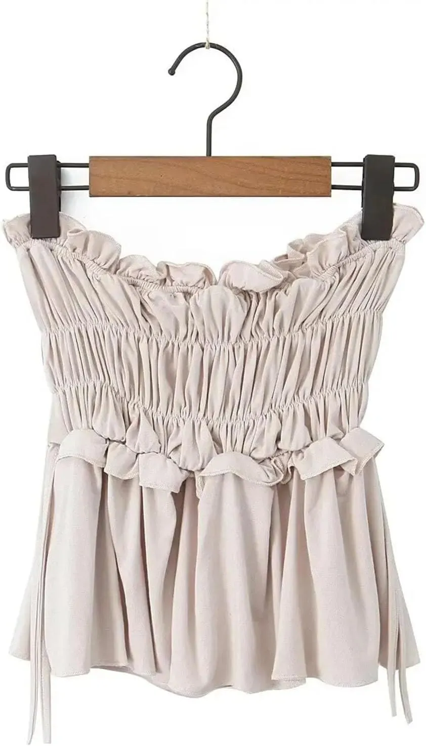 Women Elastic Waist Pleated Mini Skirt Summer Solid Color Casual Holiday Bodycon Skirts