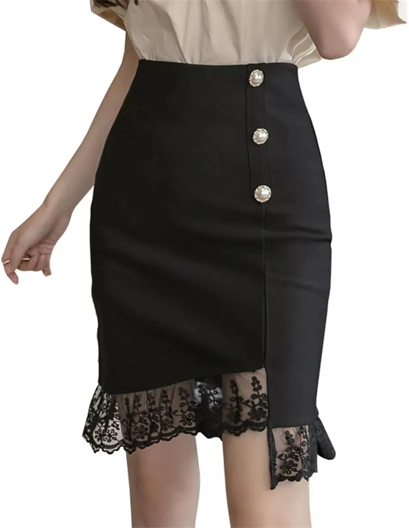Women High Waist Bodycon Pencil Skirts Office Lady Straight Wrap Skirt Black Midi Skirts