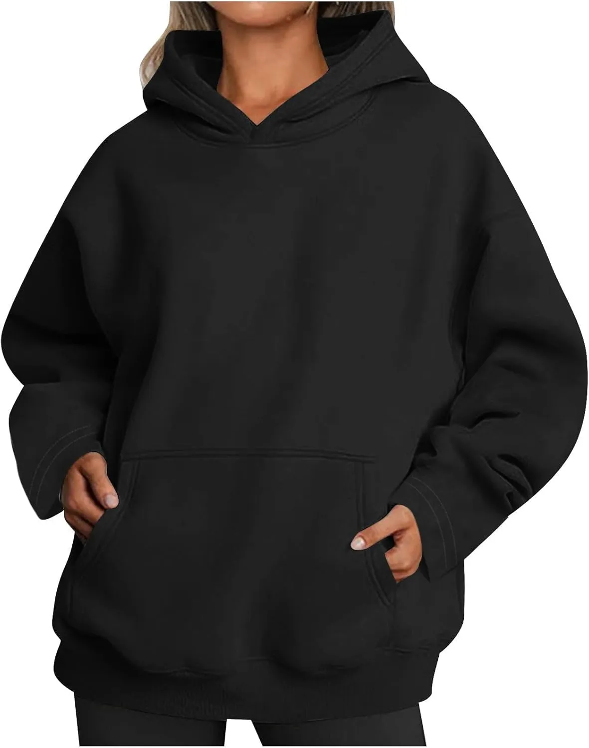 Women Hoodies Oversized Sweatshirts Pullover Fleece Sweater Long Sleeve With Pockets Casual Winter Fall Y2k Clothes