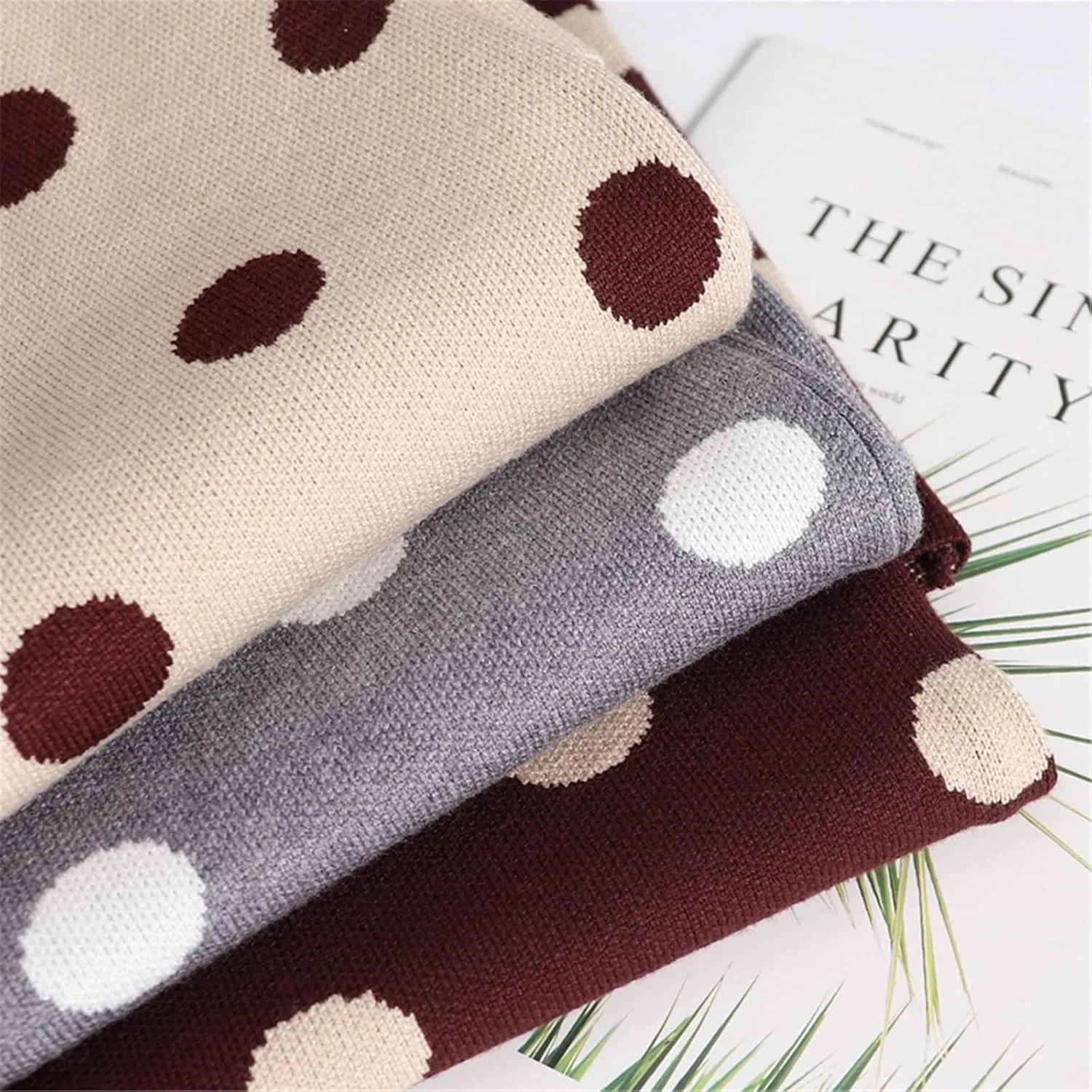 Women Knit Polk Dot Pencil Skirt Female Autumn Winter High Waist Bodycon Vintage Split Thick Stretchy Sweater Skirts