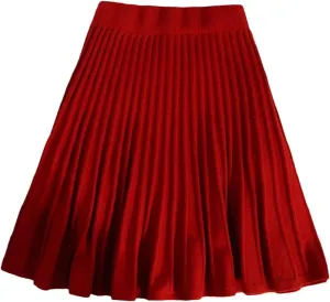 Women Knitted Pleated A-Line Skirts Elastic High Waisted Casual Party Mini Skirt