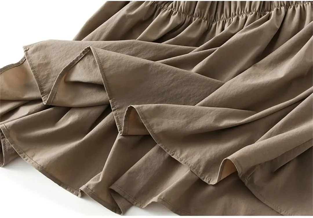 Women Midi Long Pleated Skirts A-Line High Waist Skirt Korean Style Party Evening Solid Skirt