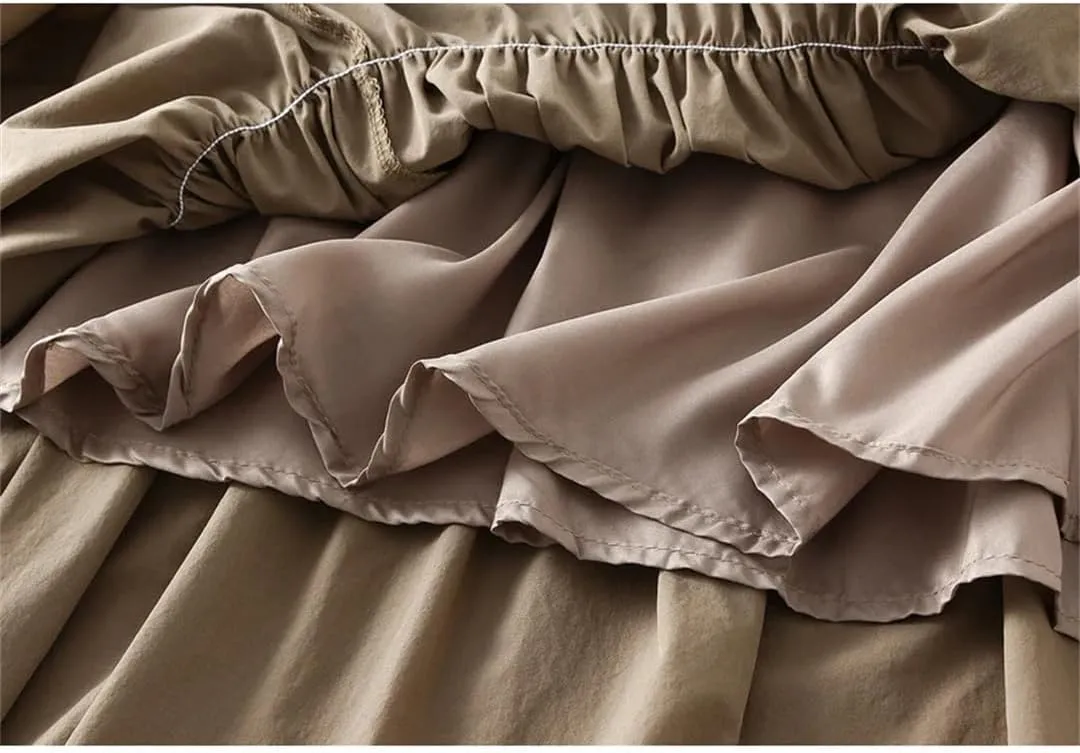 Women Midi Long Pleated Skirts A-Line High Waist Skirt Korean Style Party Evening Solid Skirt