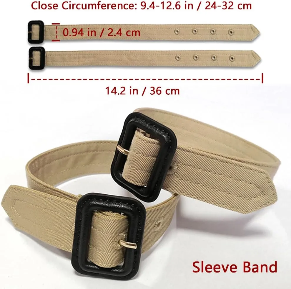 Women One Set Of D Ring Pin Buckle Waist Buckle Belt and Adjustable Cuff Straps for Trench Coat