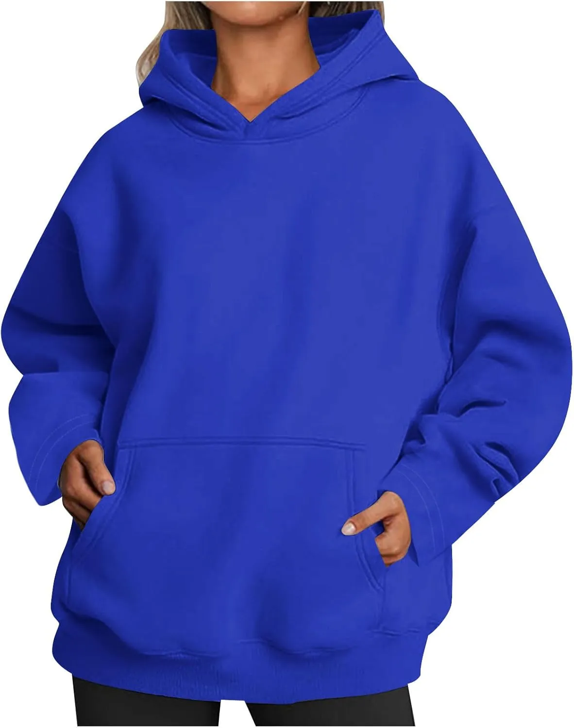 Women Pullover Oversized Sweatshirts Fleece Sweater Long Sleeve Hoodies With Pockets Casual Loose Fall Tops 2024