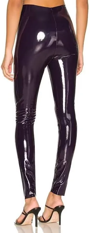 Women Shiny PU Latex Leather PVC Pants Slim Sexy Leggings Stretchy High Waist Bodycon Tight Trousers