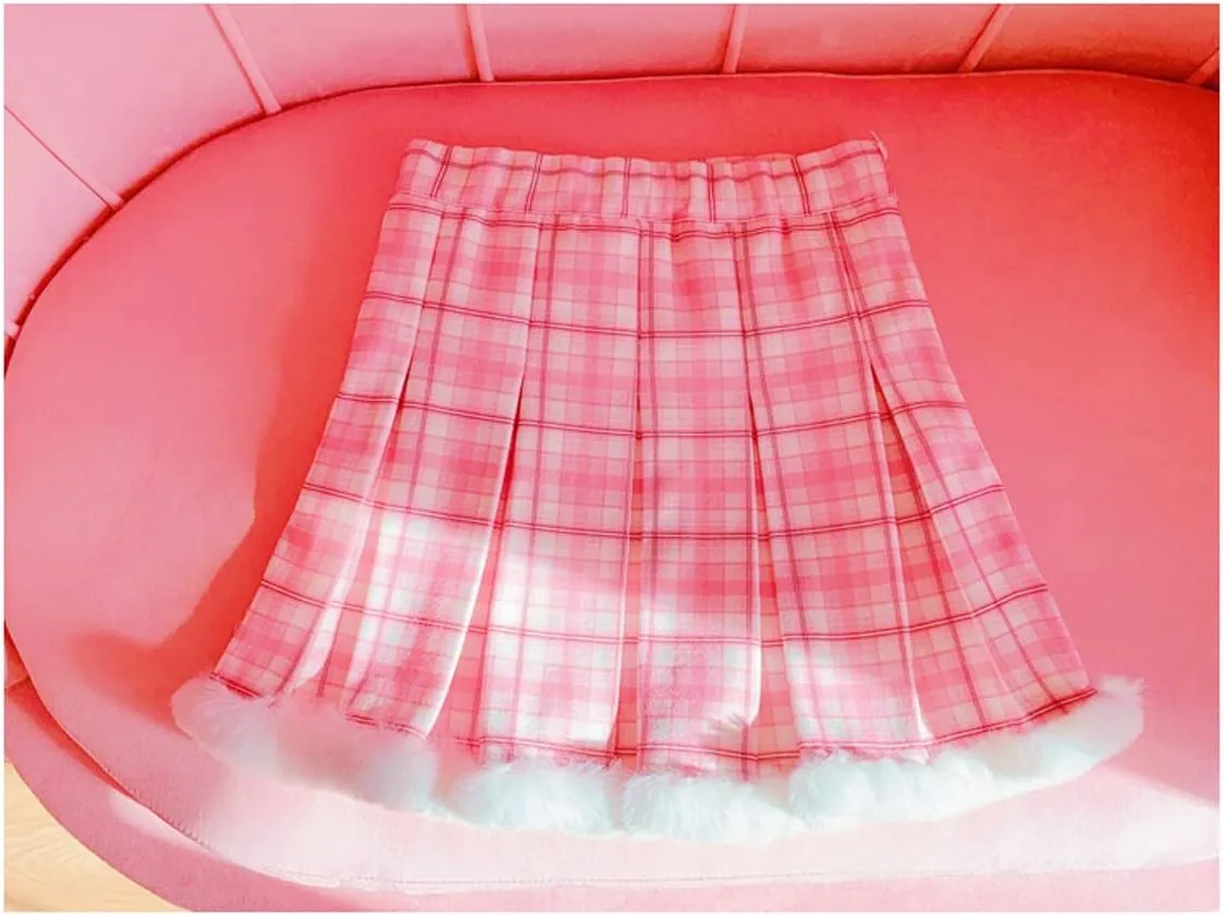 Women Teens Pleated Tennis Skirt High Waisted Mini Skater School Cute Plaid Lace Up Short A-line Skirts