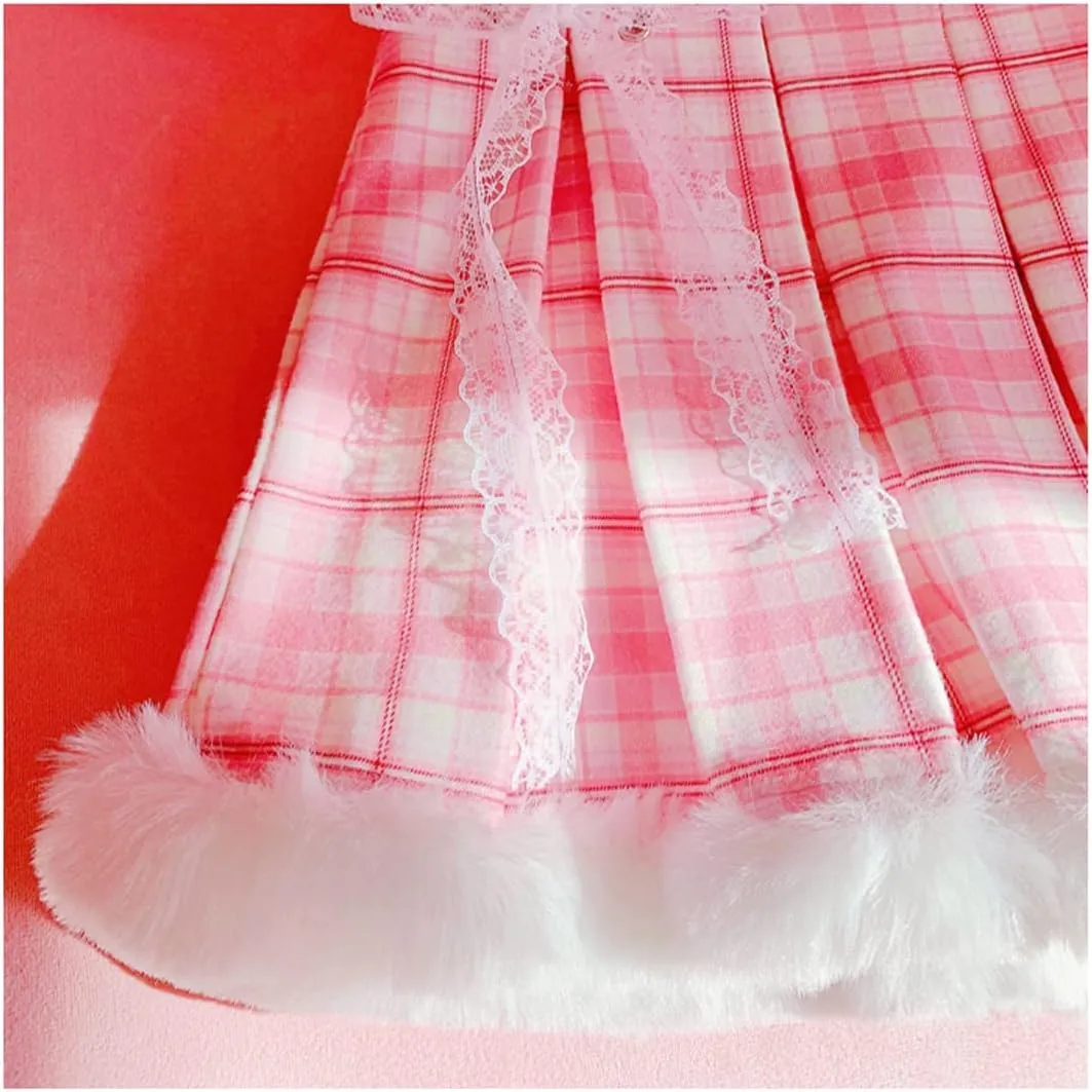 Women Teens Pleated Tennis Skirt High Waisted Mini Skater School Cute Plaid Lace Up Short A-line Skirts