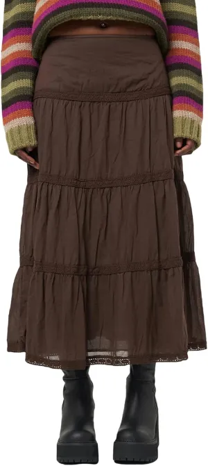 Women Vintage Floral Midi Skirt High Waist A-Line Pleated Fairy Long Skirt 90s E-Girl Grunge Streetwear