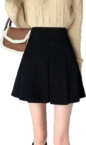 Women Vintage Pleated Skirt Fashion Casual High Waist A-Line Skirts Bodycon Mini Holiday Skirts