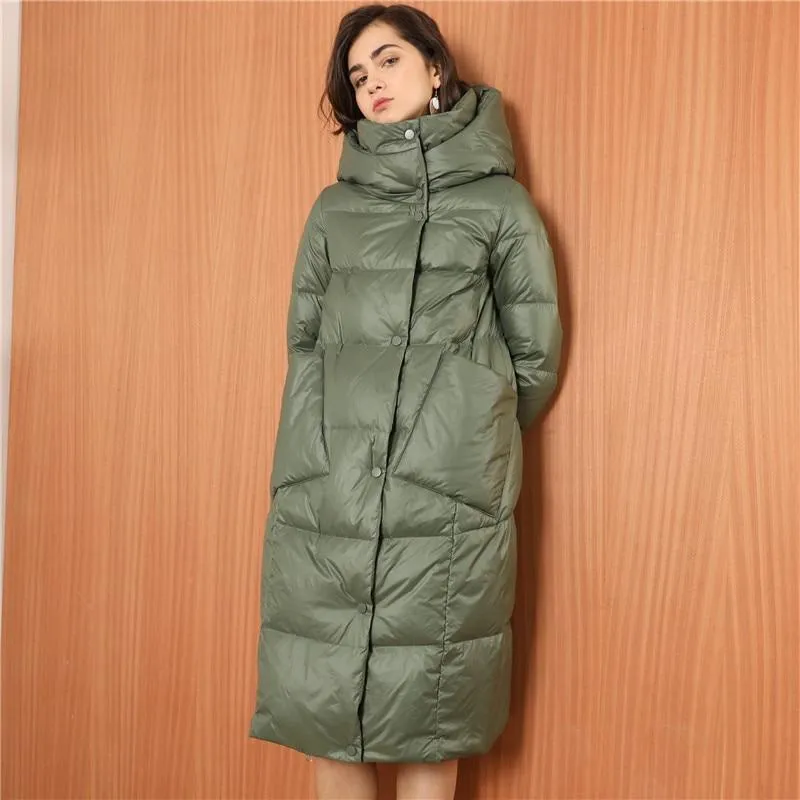 Women Winter Plus Size Thick Long Duck Down Over Coat Jacket Overcoat