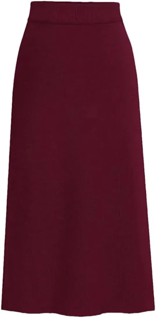 Women Wool Skirts Winter High Waist A-Line Pleated Skirt